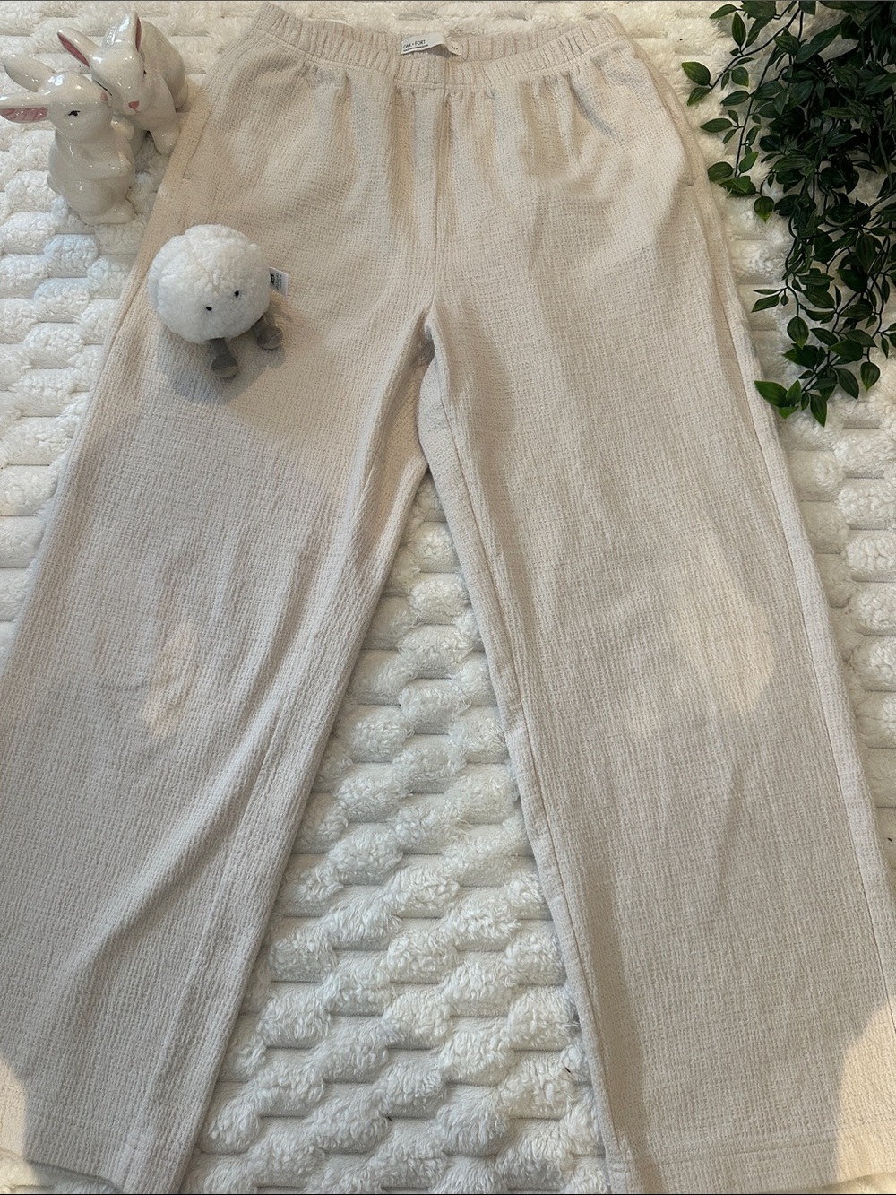 OAK + FORT Cream Linen Bottoms